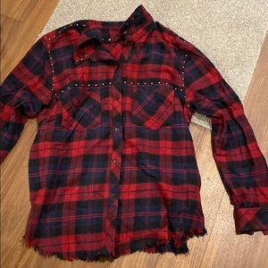 Rails Navy Blue and Red Flannel Size M